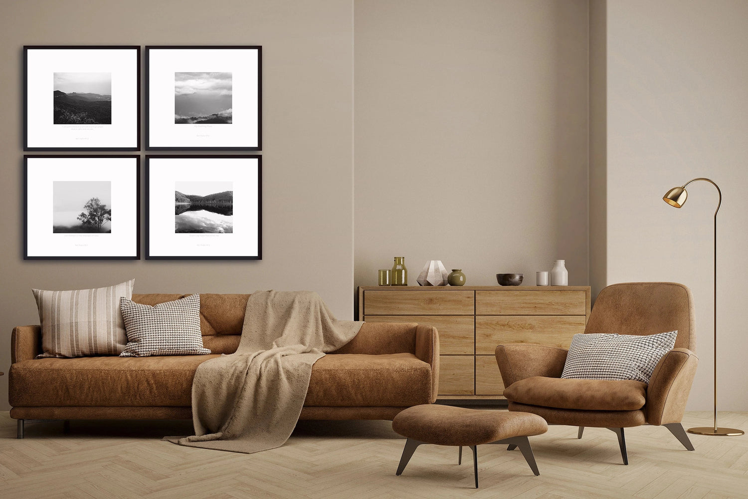 Christian Art room set of four black and white images on them with scripture.