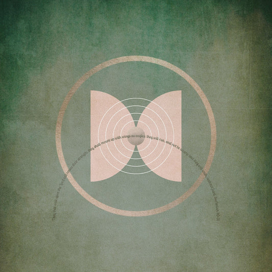 Modern Country/Farmhouse geometric design green background with verse