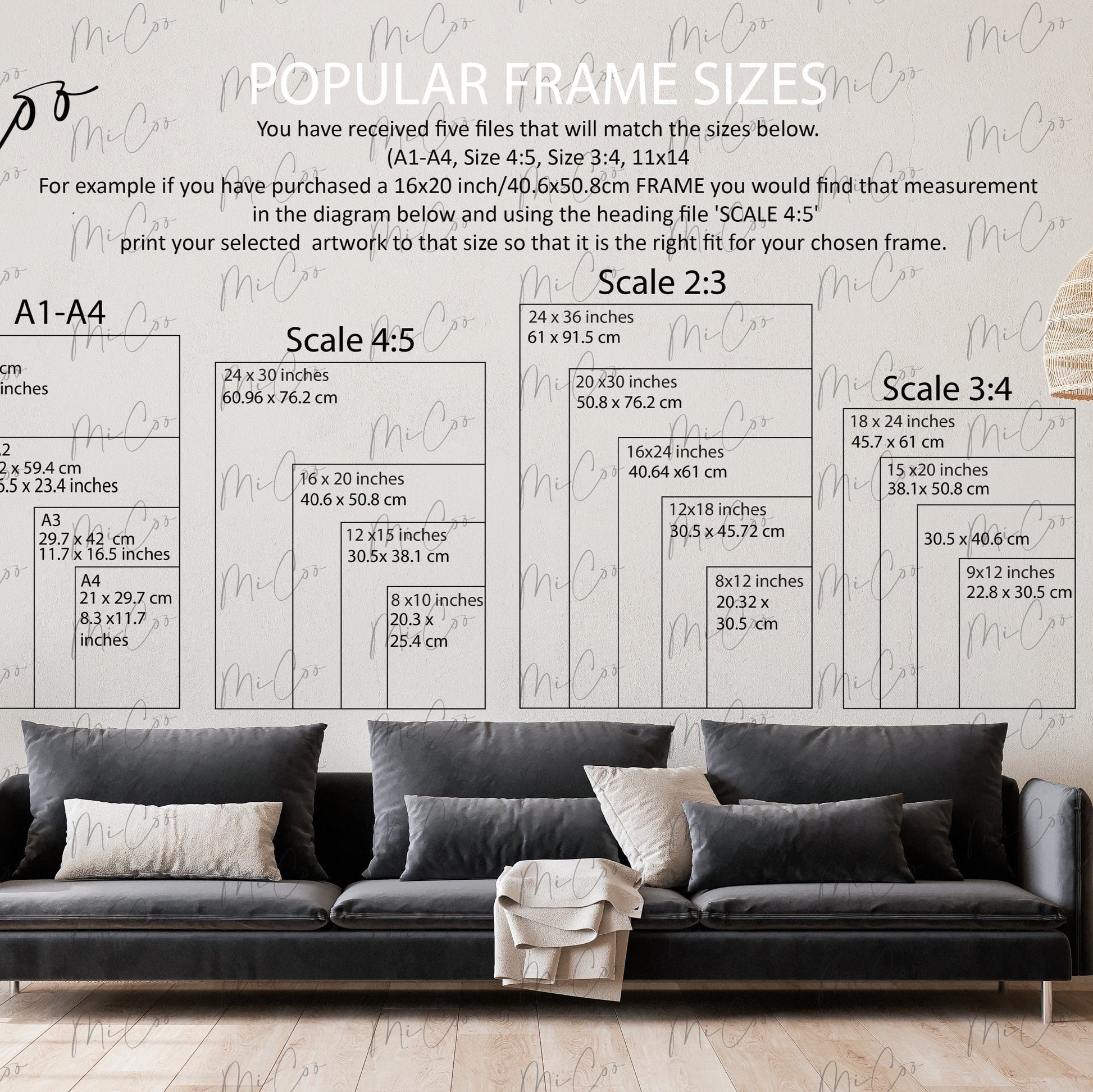 size choices for digital download posters