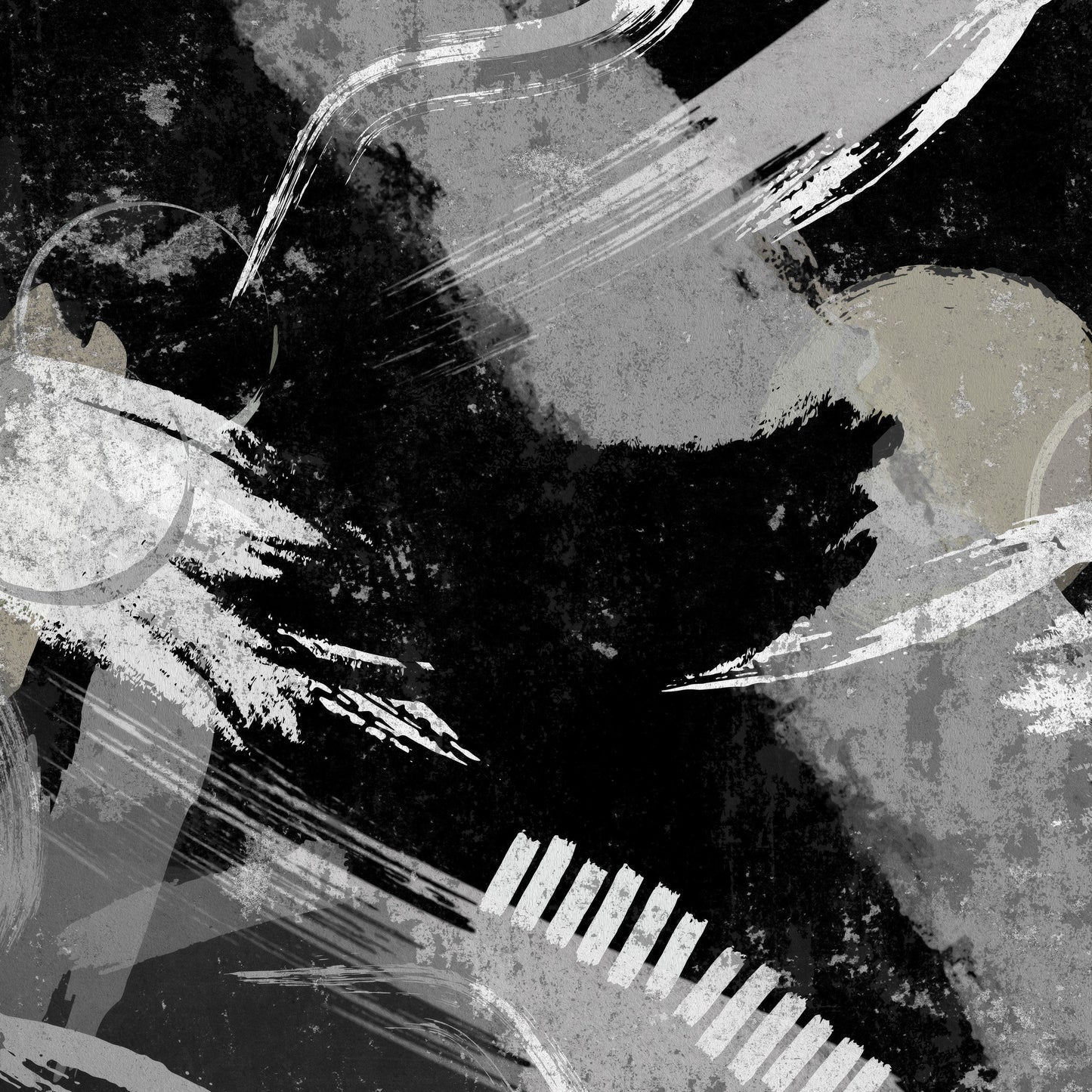 symbolic abstracted monochrome canvas
