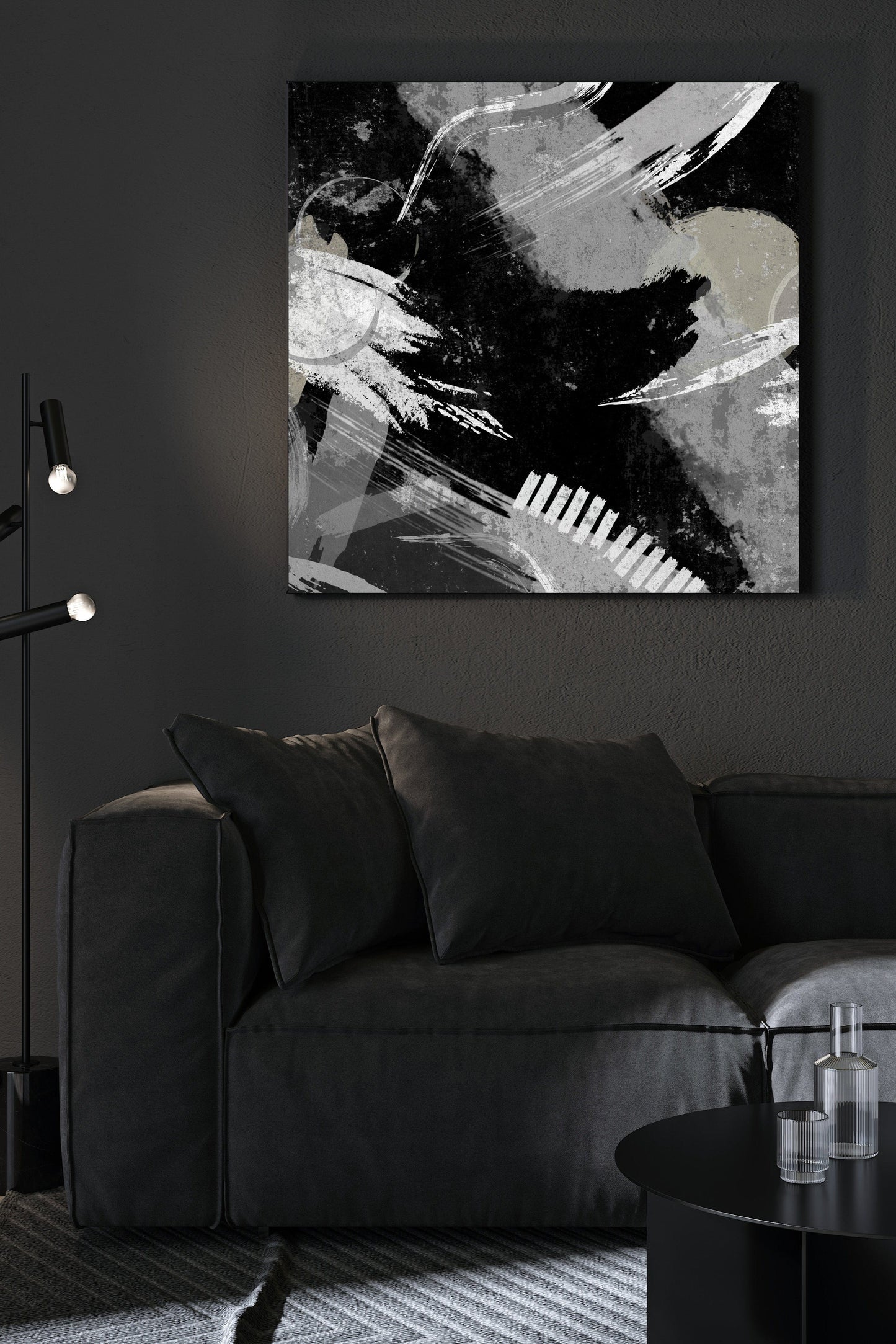 symbolic abstracted monochrome canvas