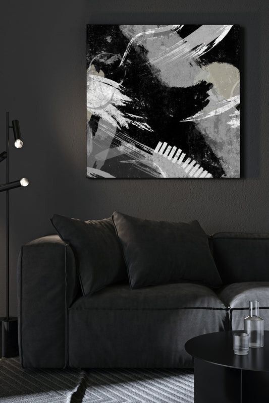symbolic abstracted monochrome canvas