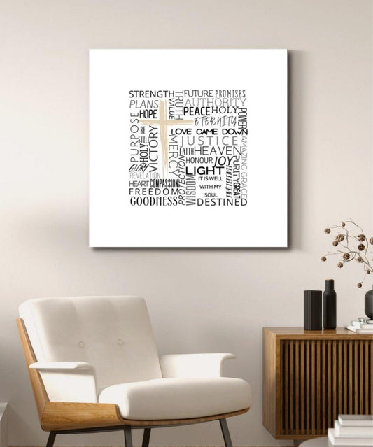 Word art featuring inspiring words and Bible truths  to encourage, empower, and motivate, designed to bring hope and strength to the viewer