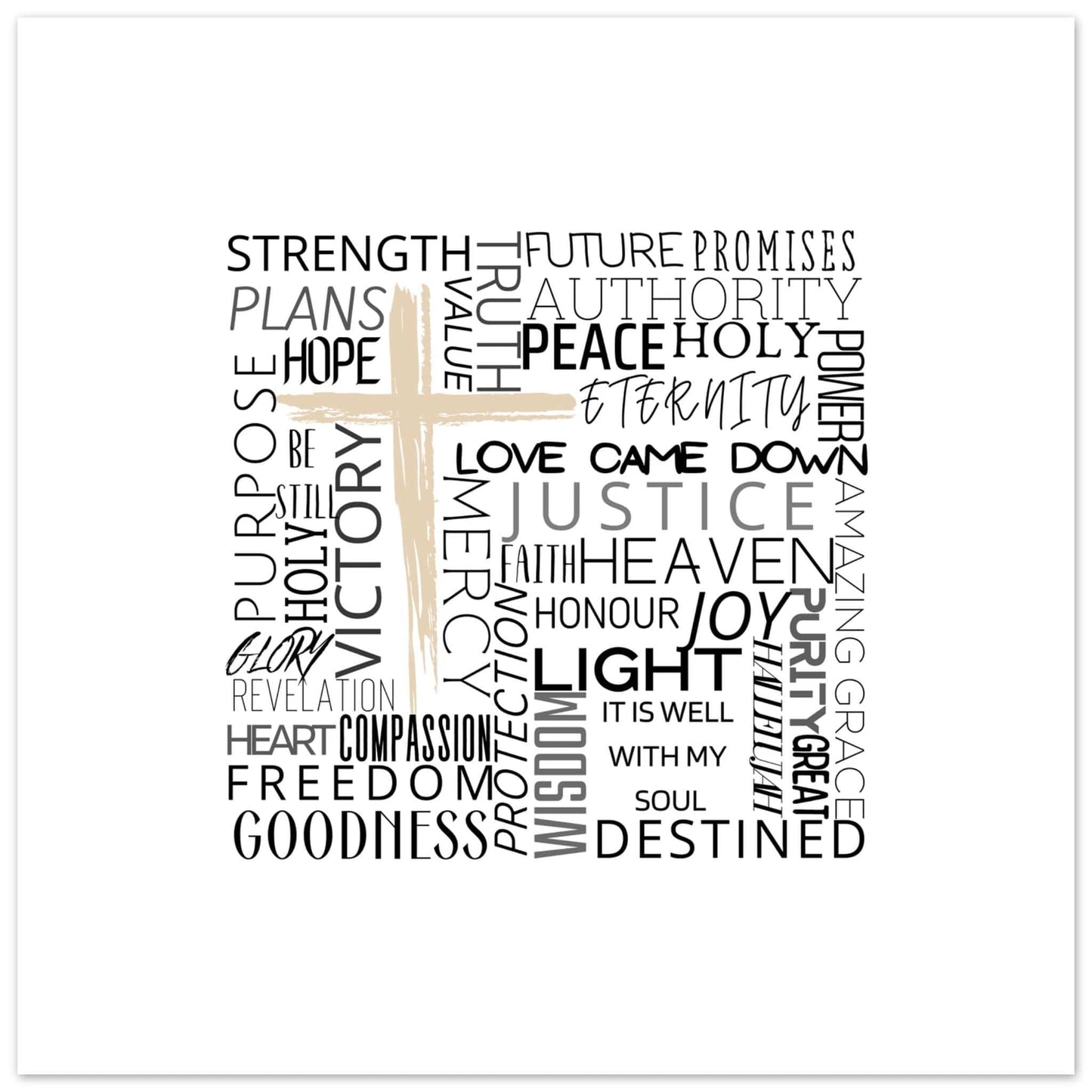 MiCoo Art & Decor Posters, Prints and Visual Artworks 50x50 cm / 20x20″ AT THE CROSS - Word Art - Poster