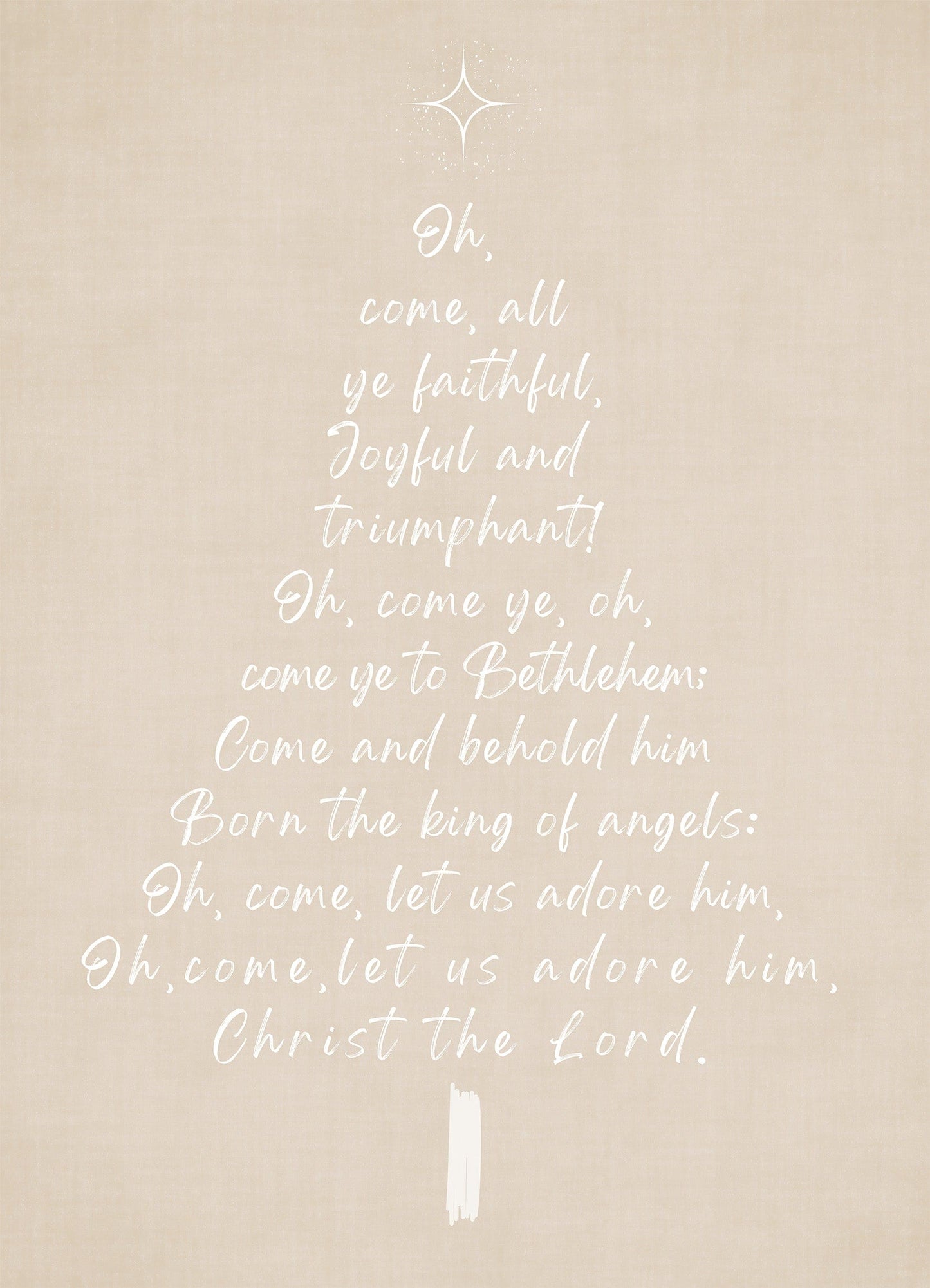 Come - Christmas Themed Word Art - with white script on a linen look background Digital Download Christmas