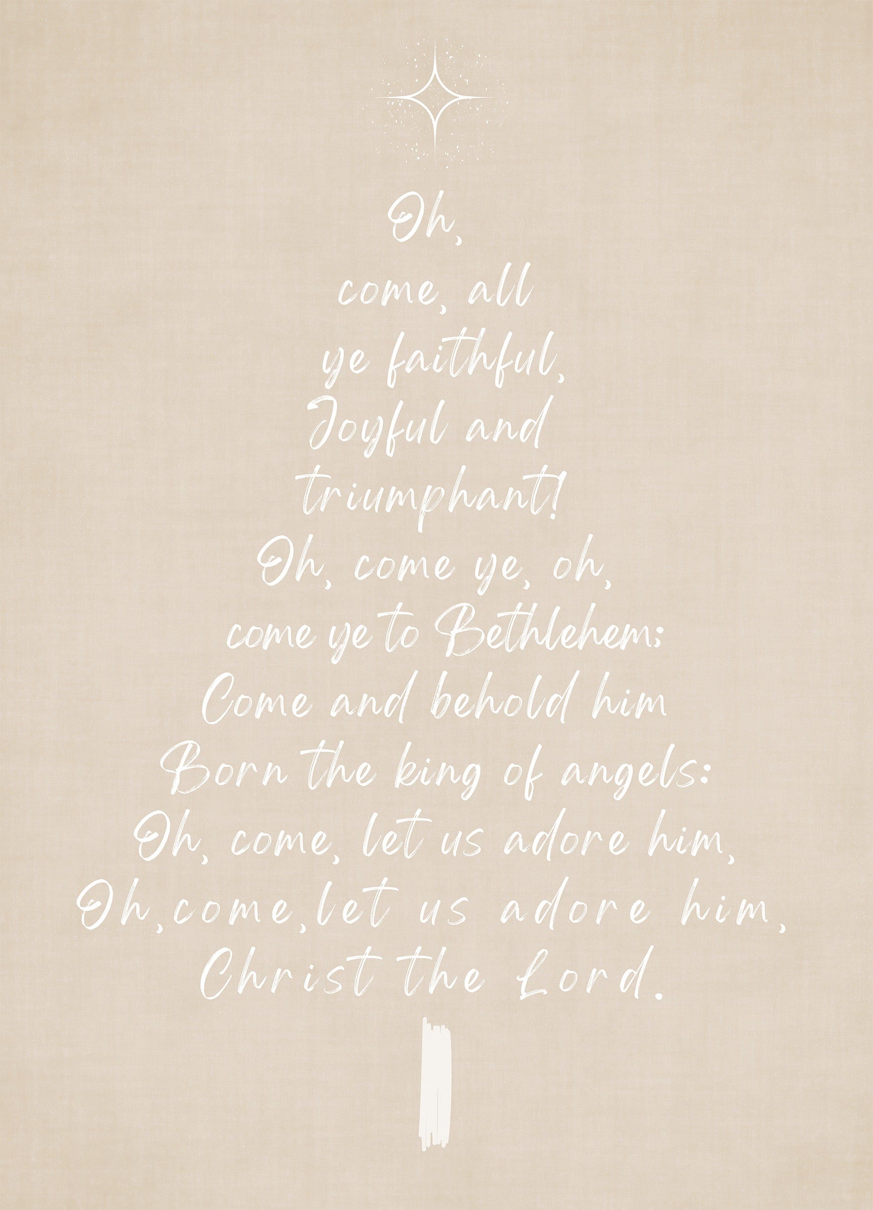 Come - Christmas Themed Word Art - with white script on a linen look background Digital Download Christmas