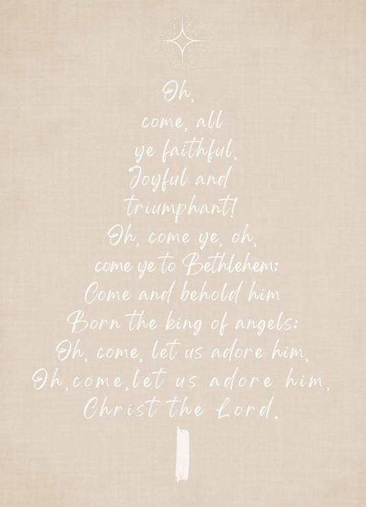 Come - Christmas Themed Word Art - with white script on a linen look background Digital Download Christmas