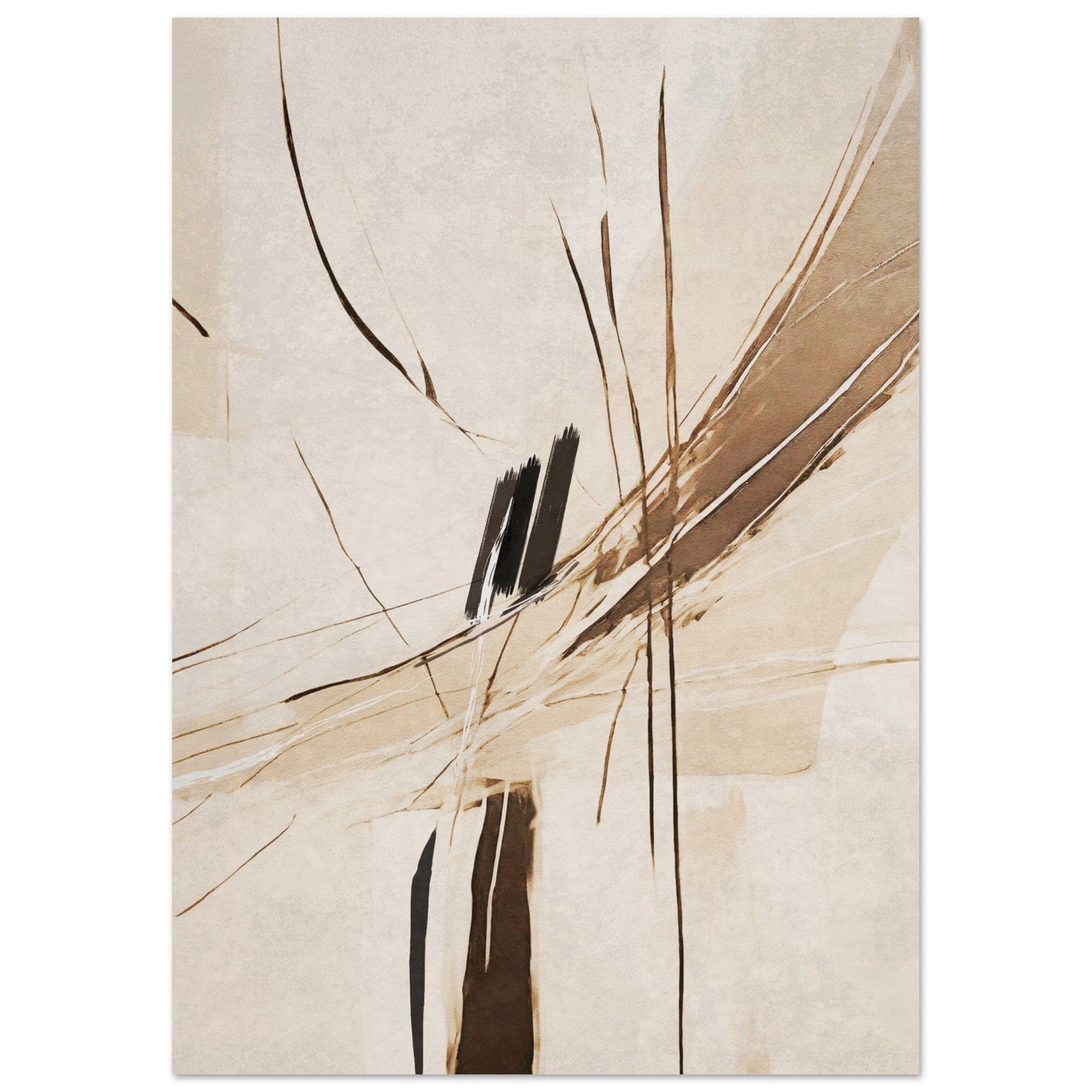 M Abstract art cross in brown tones on soft beige background.