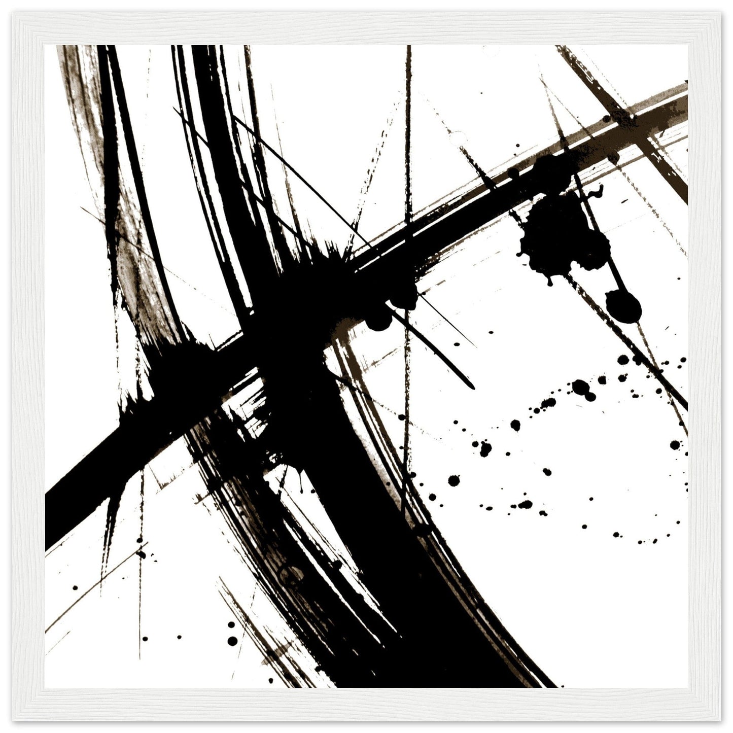 MiCoo Art & Decor Posters, Prints and Visual Artworks 30x30 cm / 12x12″ / White frame FREEDOM OF THE CROSS - Monochrome - Abstract - Framed Poster
