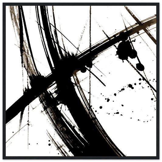 MiCoo Art & Decor Posters, Prints and Visual Artworks 70x70 cm / 28x28″ / Black frame FREEDOM OF THE CROSS - Monochrome - Abstract - Framed Poster
