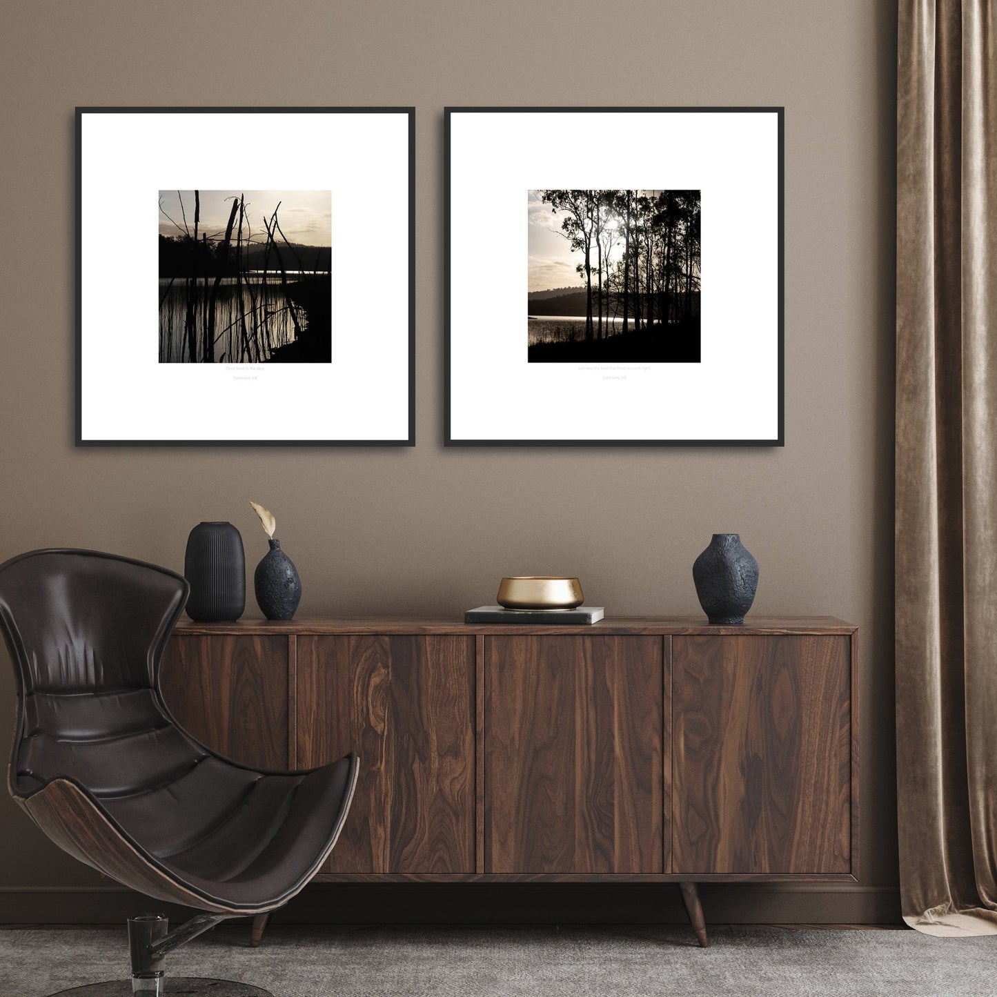 MiCoo Art & Decor Posters, Prints and Visual Artworks REFLECTING LIGHT - Landscape - Monochrome - Fine Art Framed Print