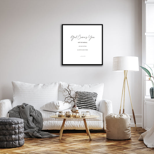 MiCoo Art & Decor Posters, Prints and Visual Artworks UNDER HIS WINGS - Word Art - Framed Poster