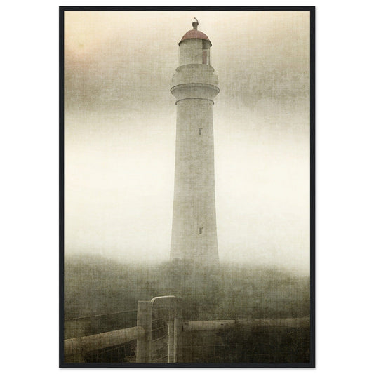 Micoo Art & Decor Posters, Prints and Visual Artworks 70x100 cm / 28x40″ / Black frame WATCHING & WAITING - Lighthouse - Nautical -  Framed Poster