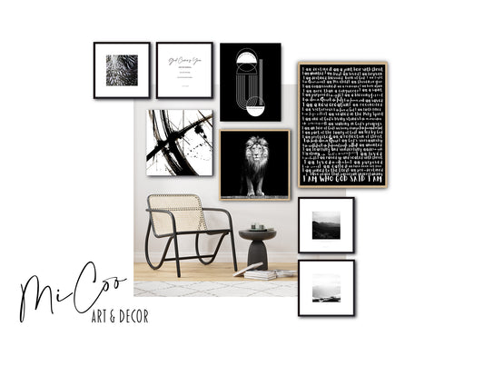 Modern Christian Art Black and White Gallery wall