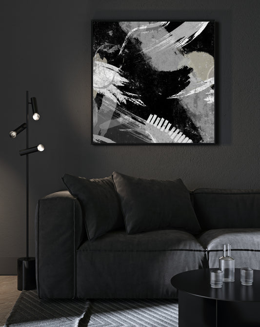  Christian framed canvas artwork abstract with black and white forms 