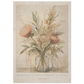 A botanical vintage art print featuring soft neutral flowers in a glass vase, displayed on a cream wall with the words 'He has made everything beautiful in its time'. 