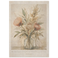 A botanical vintage art print featuring dried flowers in a glass vase, displayed on a cream wall with the words 'He has made everything beautiful in its time'. 