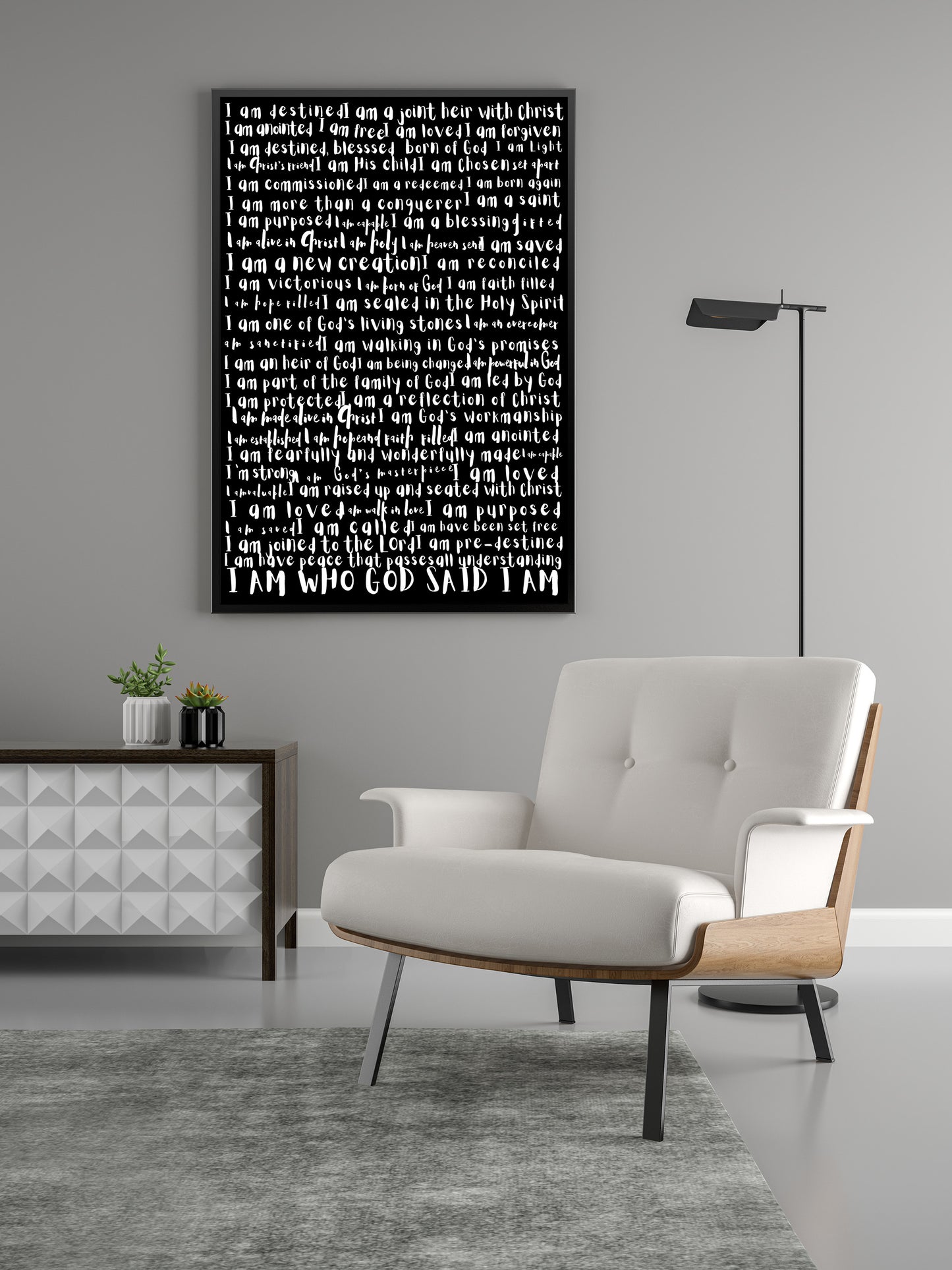 DESTINED - Monochrome - Word Art - Framed Poster