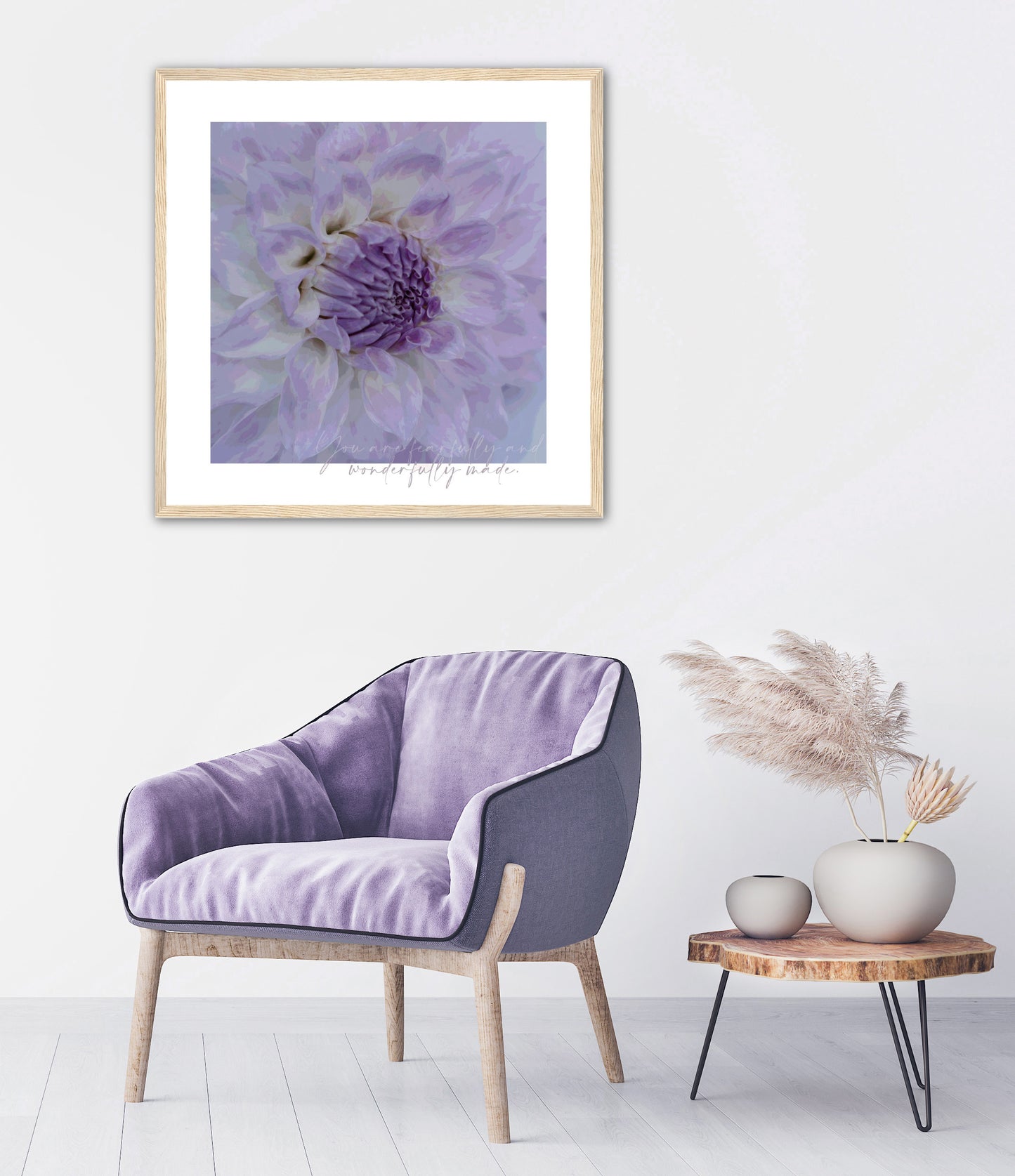 Soft floral lavender print with positive message 