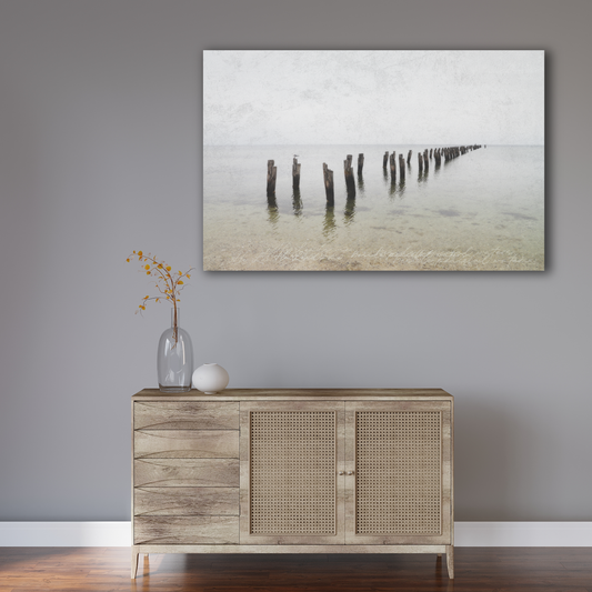 A slightly abstracted serene seascape poster print 