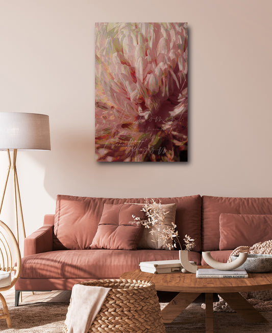 A abstracted Dahlia flower wall art canvas print