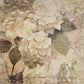 Vinatage earthy  floral design with hydrangeas on a textured beige background with positive words softly scripted onto the print