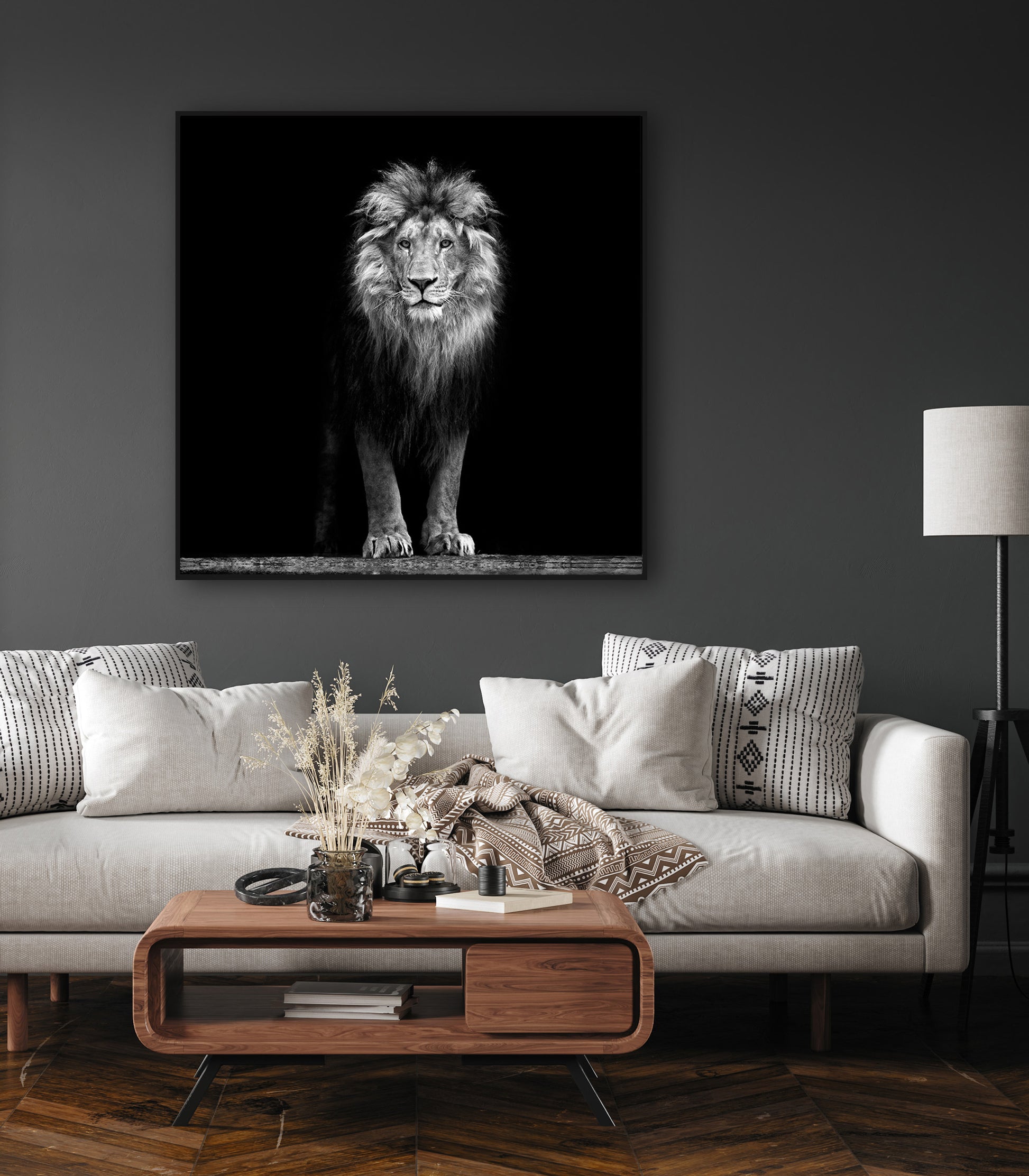 The powerful symbolism of the lion in this canvas print speaks to the viewer