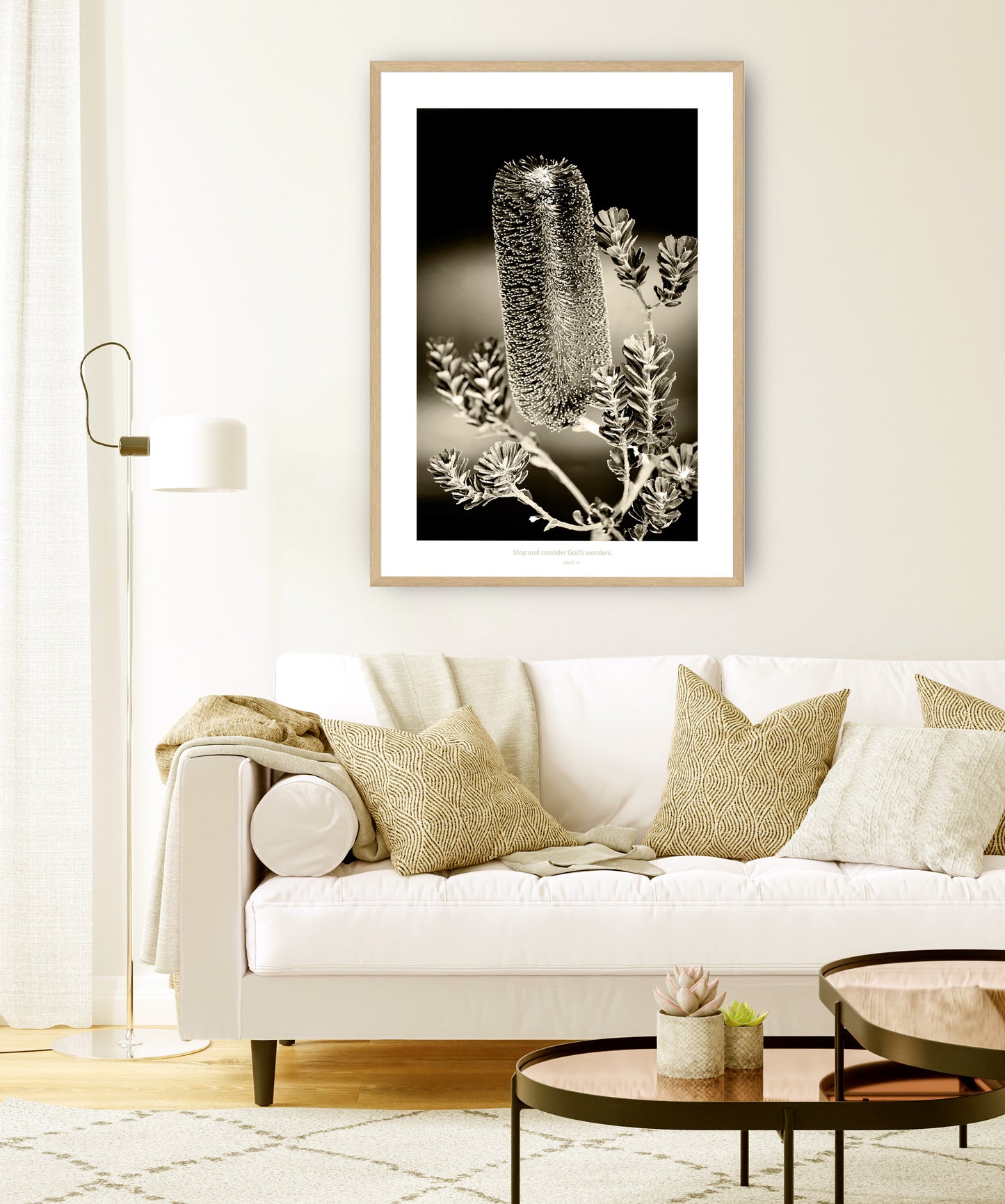 Monochrome symbolic Banksia