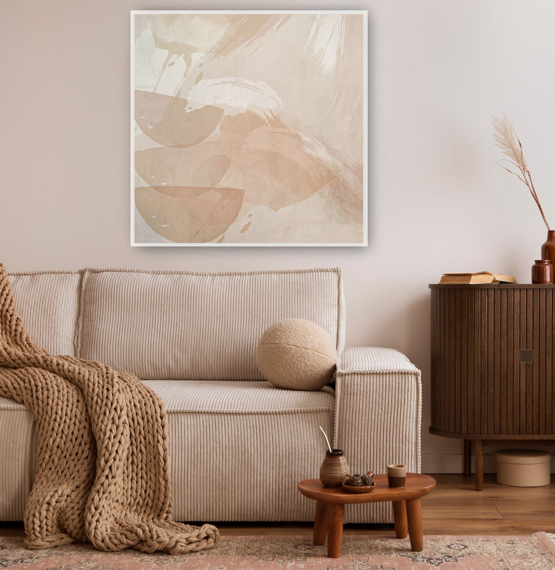 An earthy abstract with abstracted bowls and forms inspired by Psalm 23