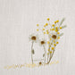 soft delicate natural look  flowers on off white linen look background with theme of faith, hope and love
