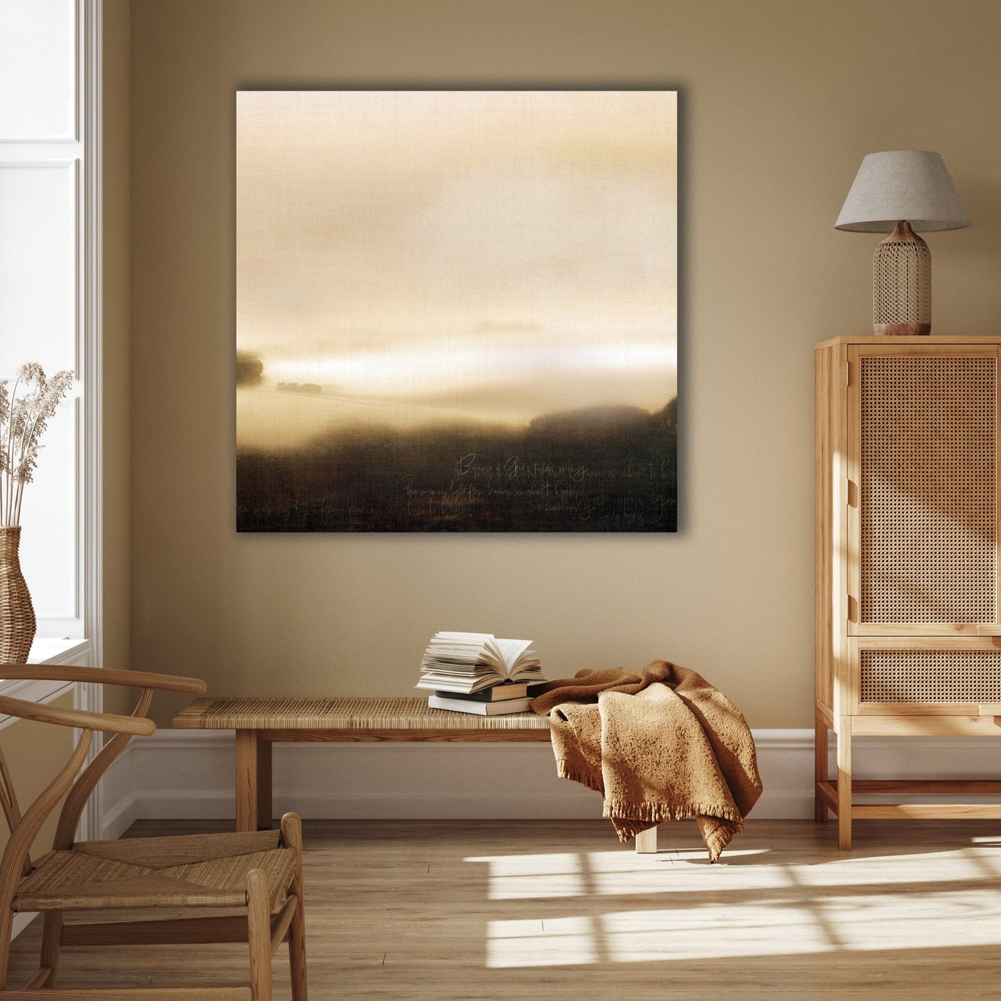 Abstract Landscape  muted earthy tones with verse softly inscribed