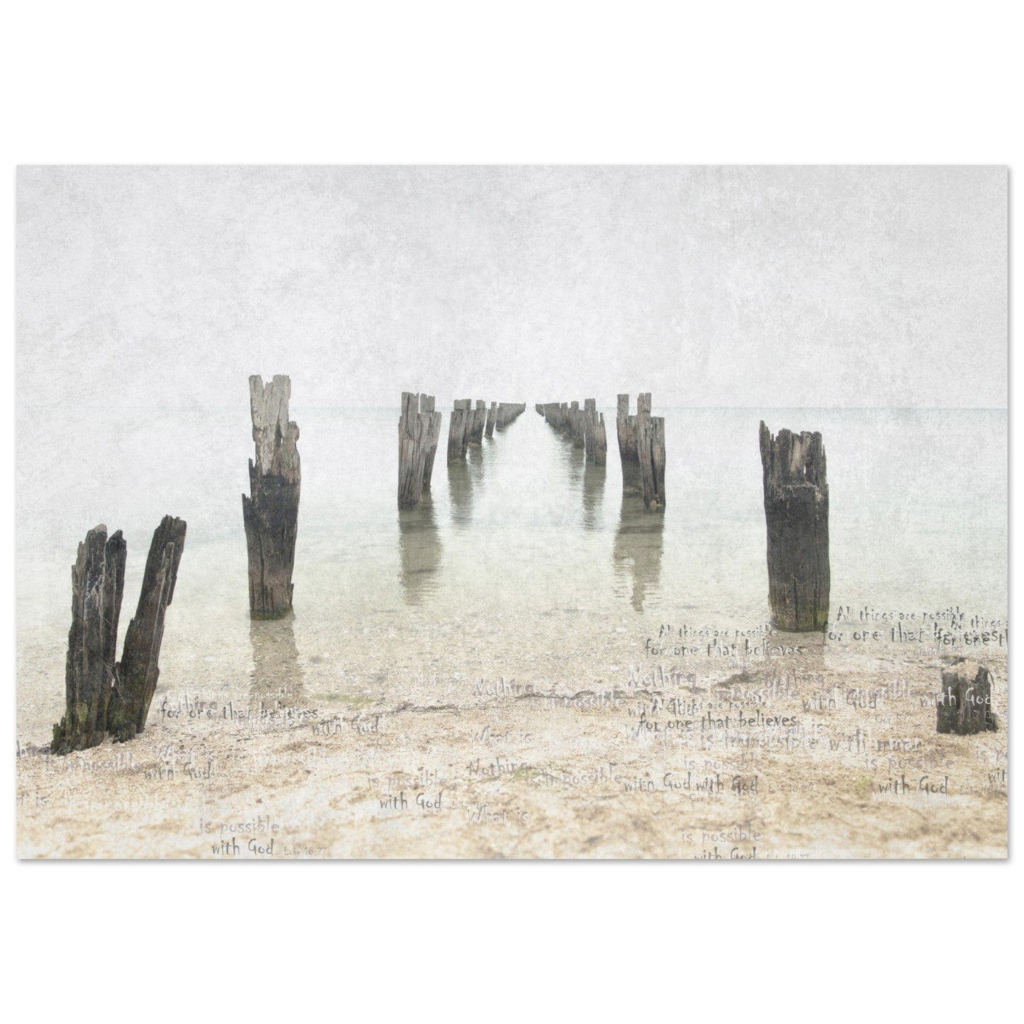 POSSIBILITIES - Seascape - Nautical - Poster of Ocean and old pirs emerging from the sea