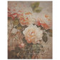 A vintage floral poster print  in soft muted tones with the words 'the unfolding beauty  of a gentle spirit' and 'I am kept in peace". softly inscribed on the print