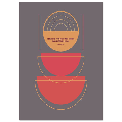 Mid-Century minimalist poster with sleek lines, abstract geometric shapes, and encouraging faith-based text, featuring trending colours