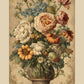  Vintage Floral Print in flowers in a vase set in a cream surround